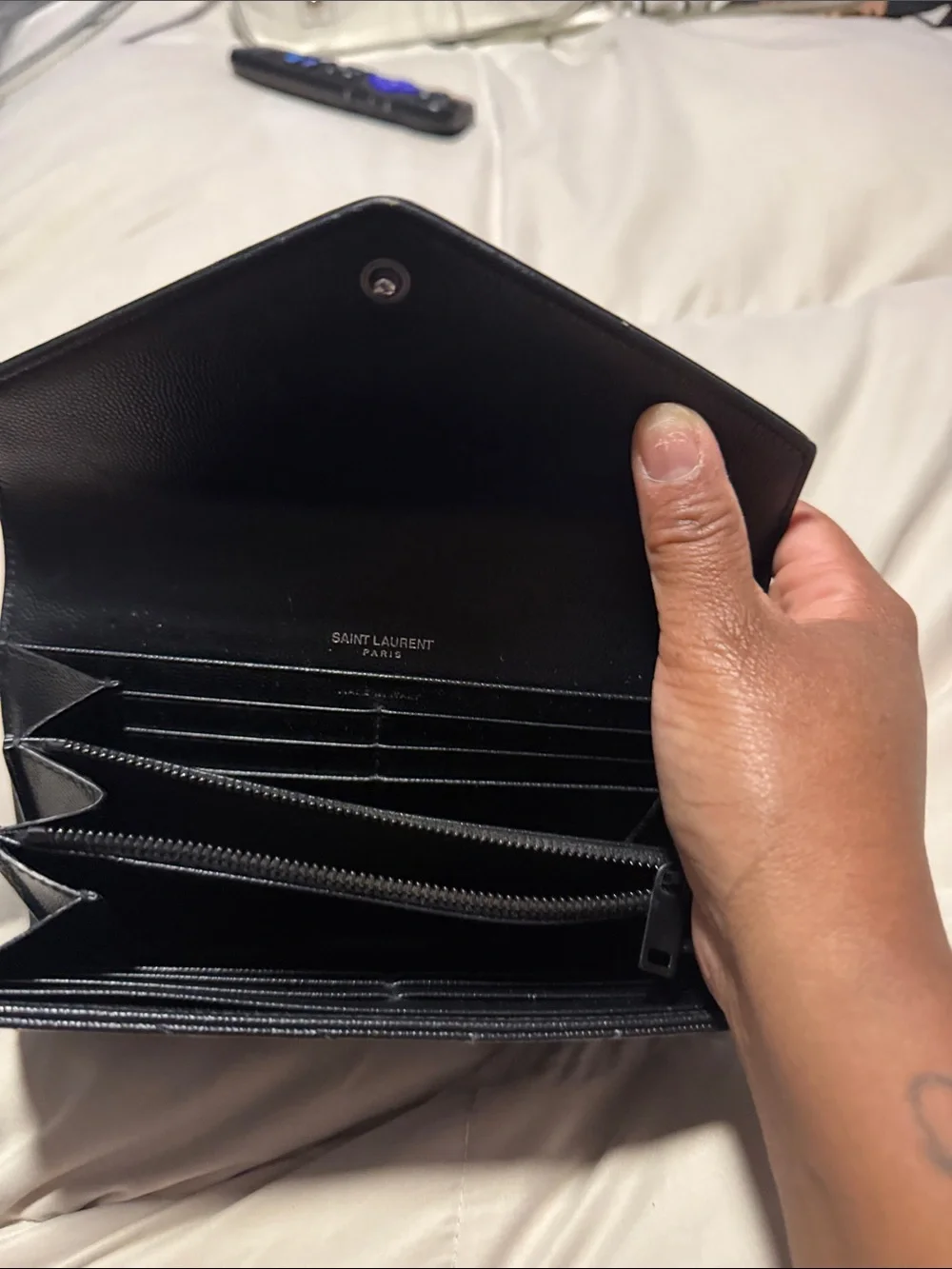 Yves Saint Laurent Black Quilted Chevron Envelope Clutch - Picture 3 of 9